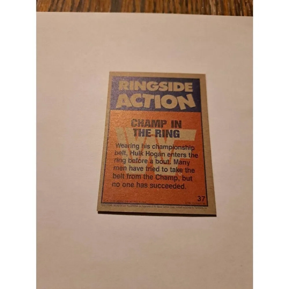 1987 Topps WWF Hulk Hogan #37 Champ in the Ring Wrestling Card ******